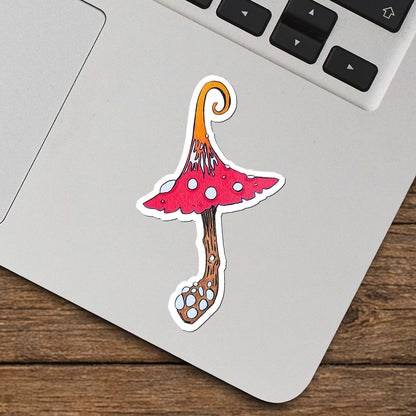 Mystical Mushy vinyl sticker by Joy and Fury Art on a surface