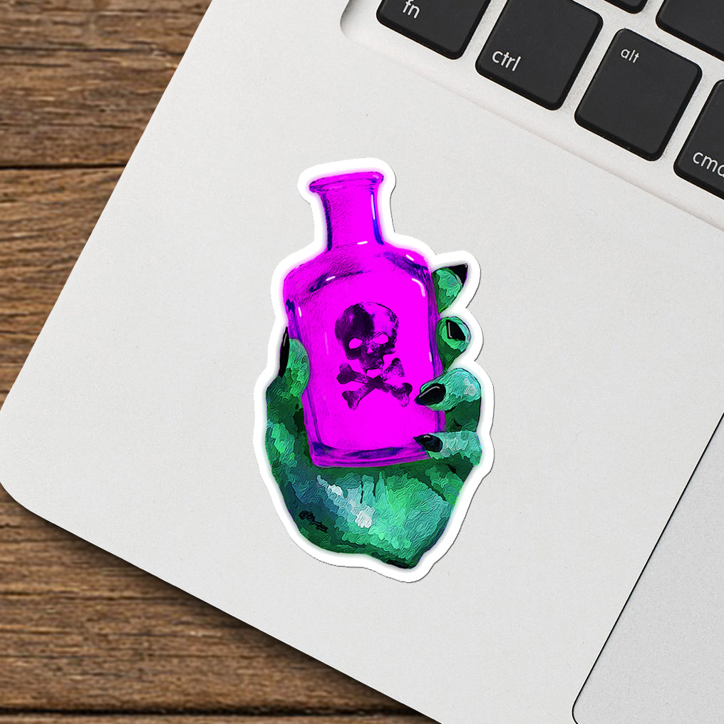 Poison sticker by Joy and Fury Art on a surface