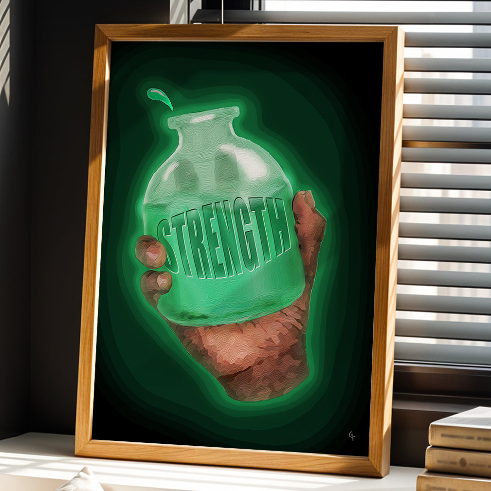 Framed Strength Potion print by Joy and Fury Art