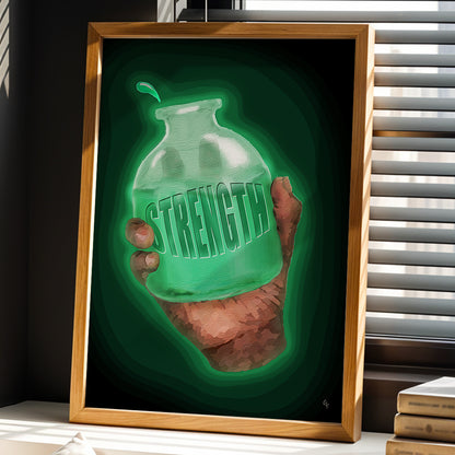 Framed Strength Potion print by Joy and Fury Art