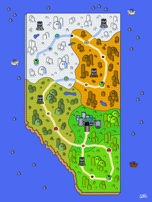 Alberta Map with videogame icons