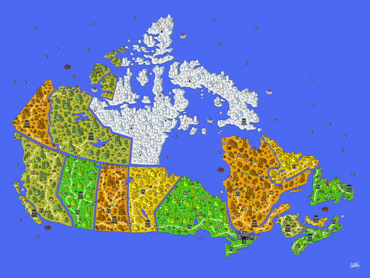 Canada map with videogame icons