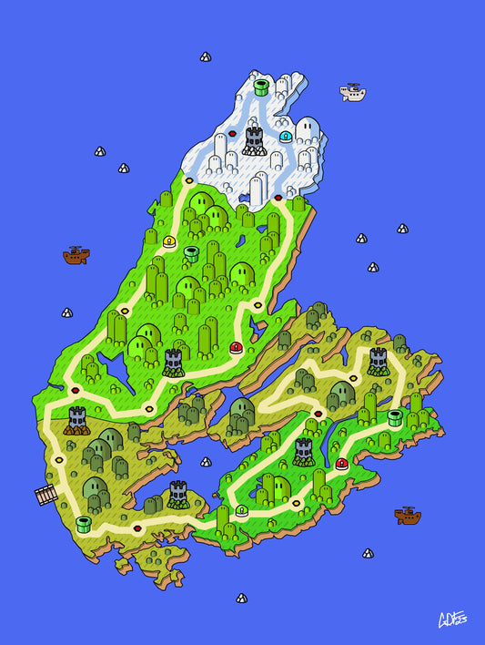 Cape Breton map with videogame icons