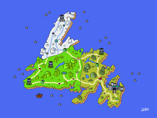 Newfoundland map with videogame icons