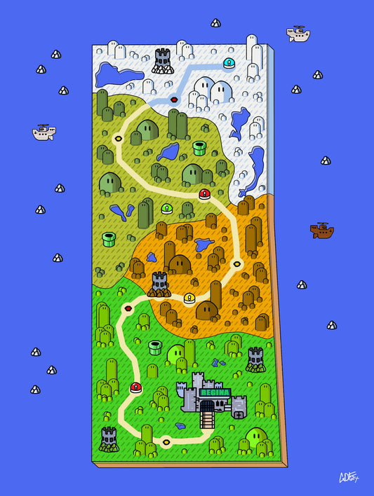 Saskatchewan map with videogame icons