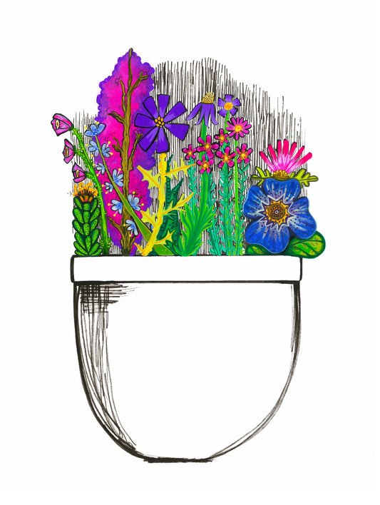 Flower pot holding flowers