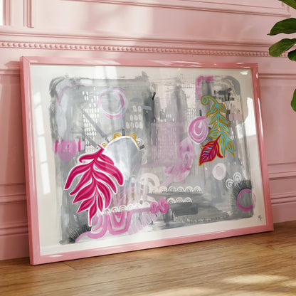 Framed Urban Leaves print by Joy and Fury Art
