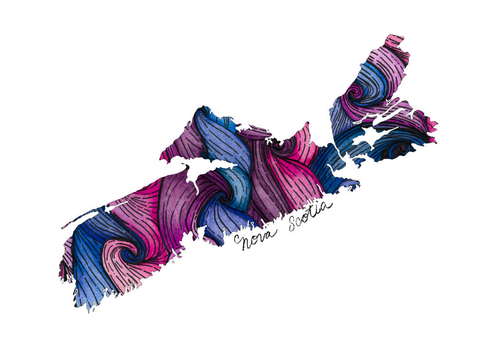 Map of Nova Scotia, abstract purple