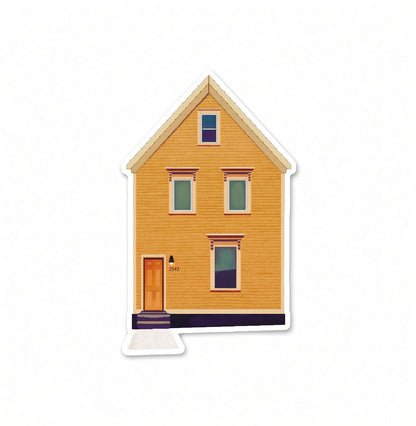 Yellow house vinyl sticker by Joy and Fury Art